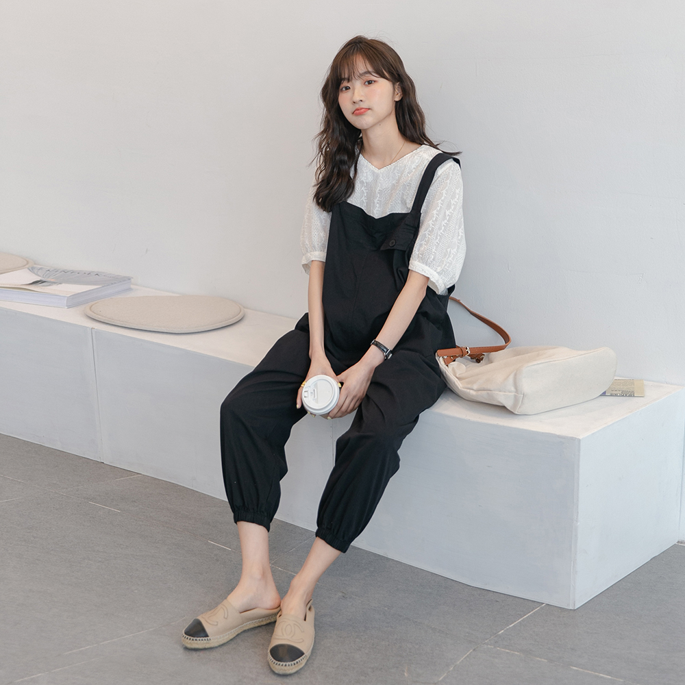 減齡可甜鹽套裝時髦設計感背帶褲