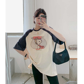 时尚 孕妇装 t恤女夏季 宽松短袖 休闲卡通遮肚子小个子纯棉上衣 夏装