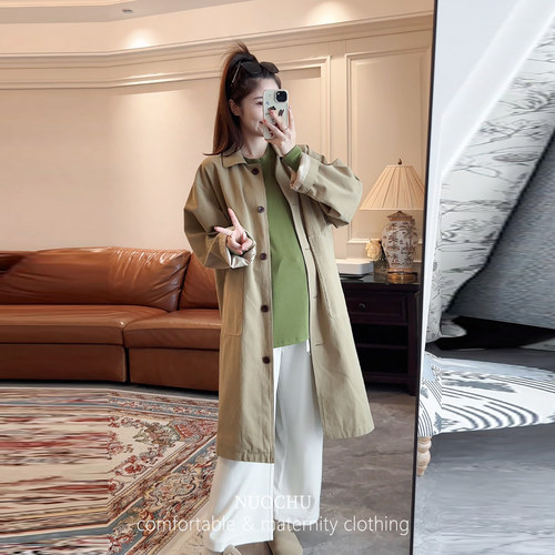 孕妇宽松风衣外套潮妈春秋款上衣