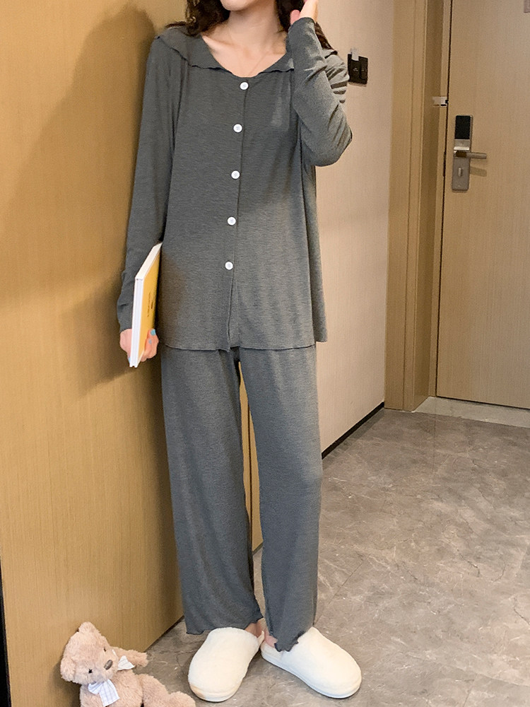 통기성 얇은 가정 의류 출산 잠옷 모달 감금 의류 여름 산후 모유 수유 출산 가정 의류 세트