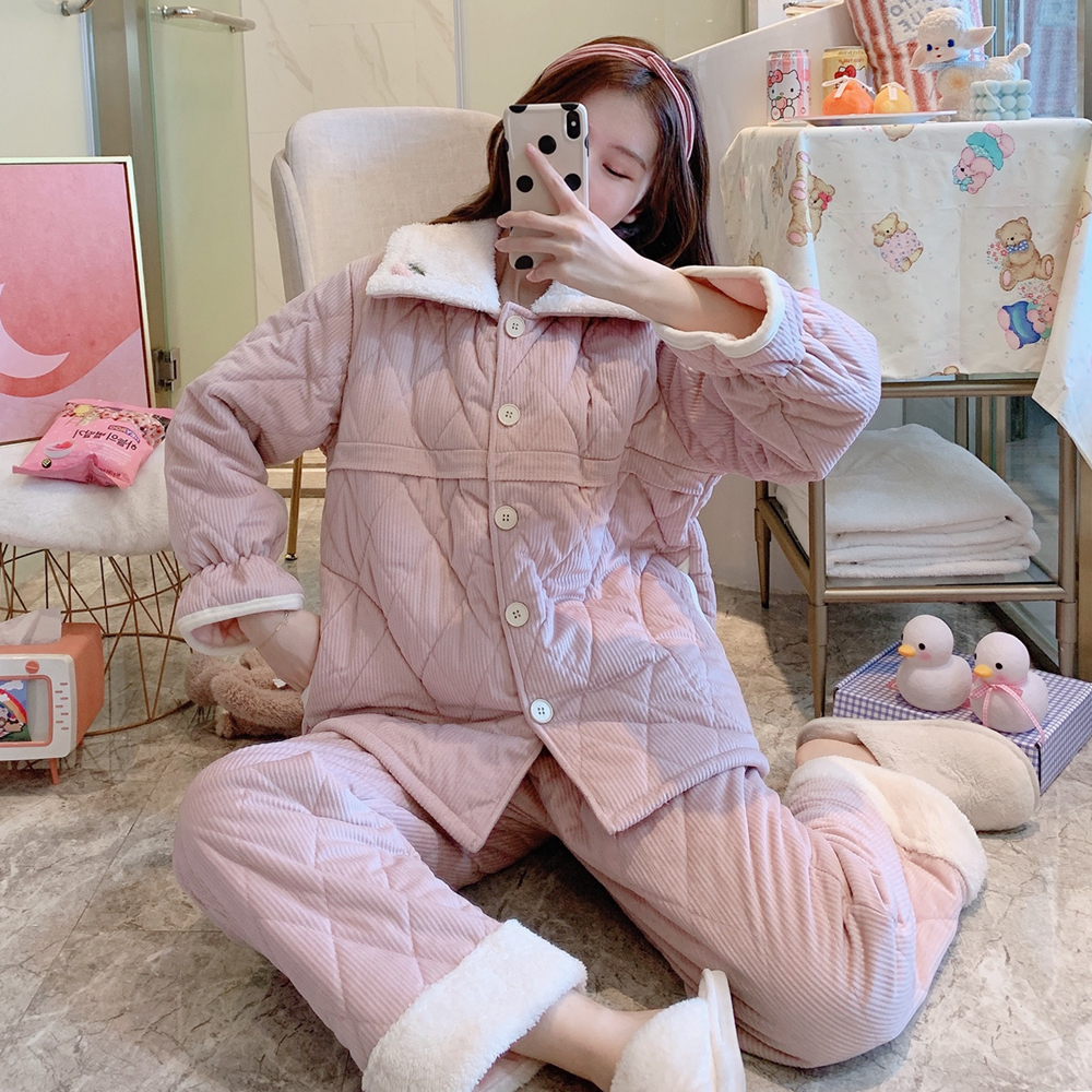 孕妇睡衣冬季夹棉加绒加厚保暖月子服产后秋冬哺乳衣坐产妇12月份
