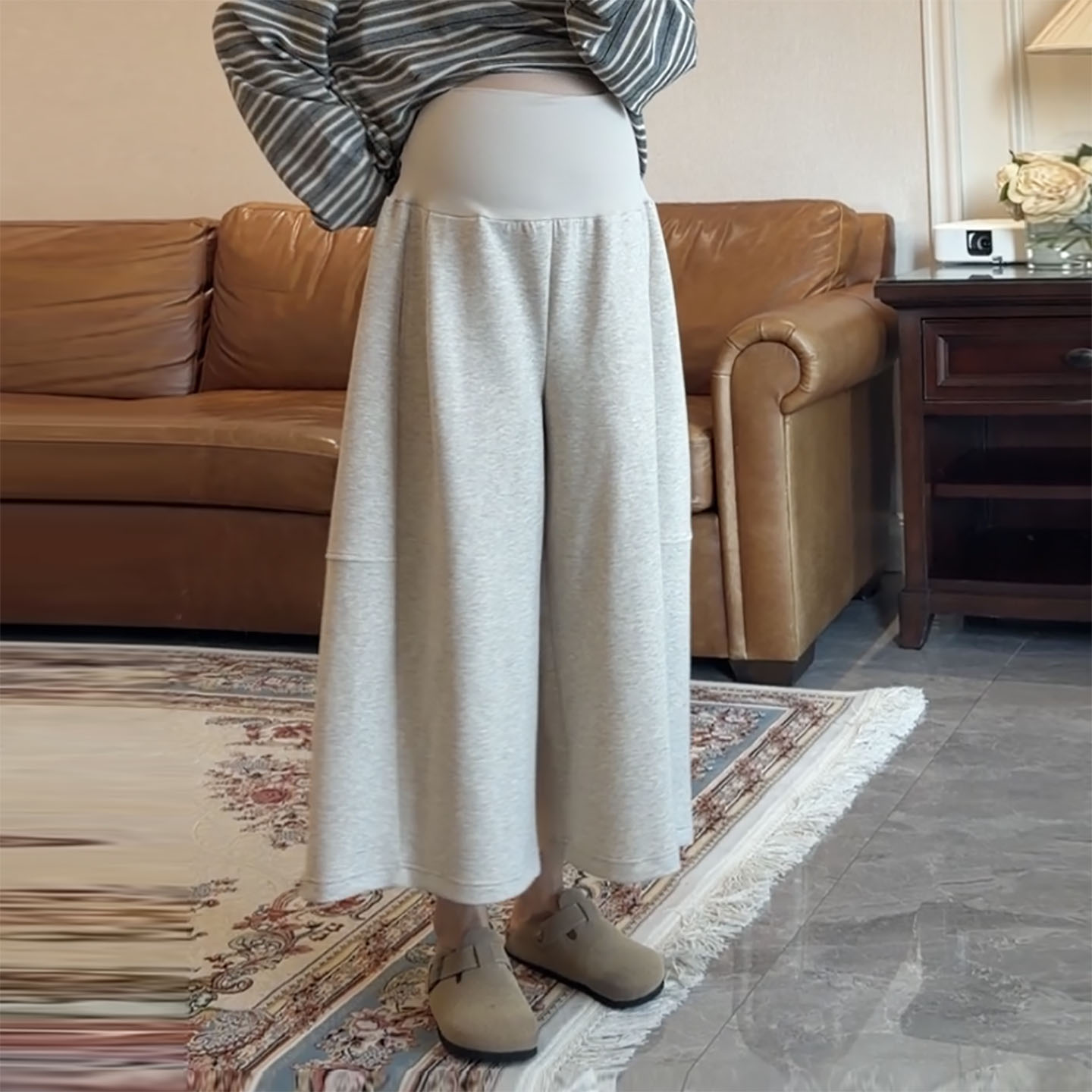 不挑身材休闲孕妇阔腿裤不勒肚子