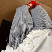 格子裤 薄款 夏季 抽绳休闲复古慵懒风宽松九分直筒裤 诺初孕妇装