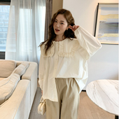 设计感宽松减龄长袖 诺初 上衣 法式 大方领衬衫 布丁甜妹 孕妇春季