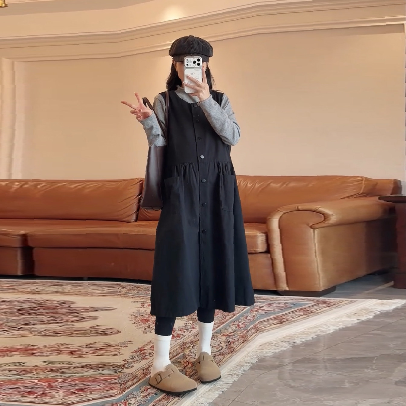 秋冬学院风显瘦遮肚连衣裙