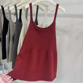 孕妇红色针织吊带毛衣背心春秋新款 叠穿宽松显瘦慵懒风外穿无袖