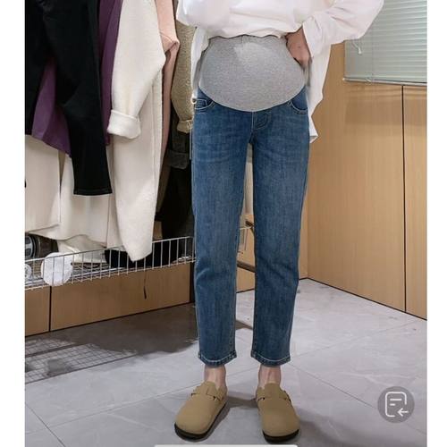 孕妇装牛仔裤秋装弹力直筒烟管裤