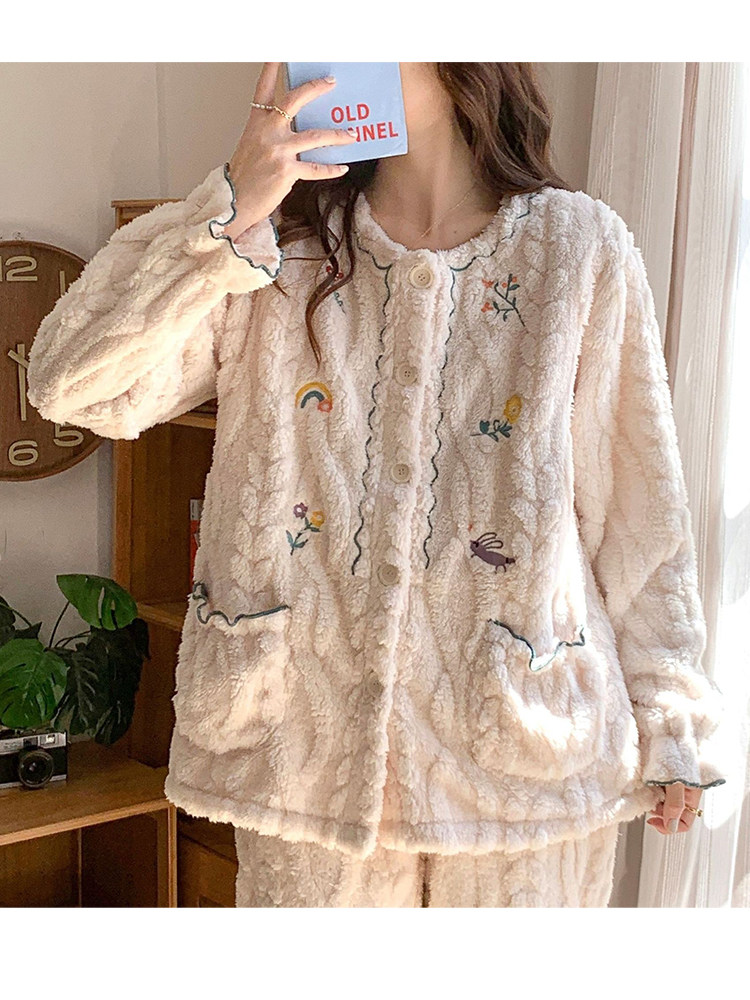 임산부 잠옷 가을 겨울 11월 산후 플란넬 산호 벨벳 따뜻하고 트렌디한 엄마의 산후 수유복