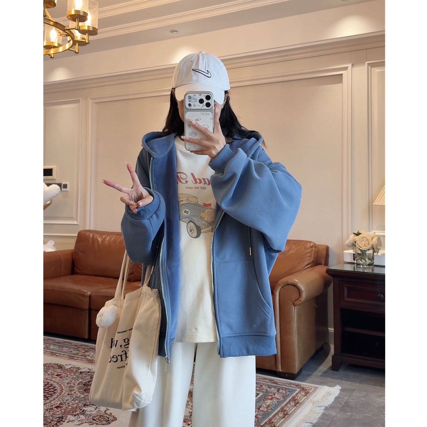 慵懒风孕妇加绒拉链开衫卫衣秋冬