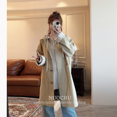 诺初孕妇装 风衣外套春季 2026新款 小个子中长款 大衣小众上衣