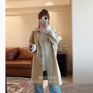 ◆诺初孕妇装◆风衣外套春季2026新款小个子中长款大衣小众上衣
