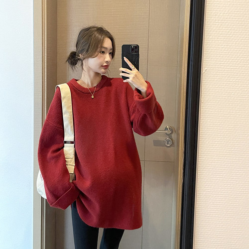 喜而不俗红色洋气孕妇毛衣