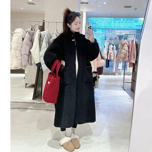 诺初孕妇装冬装棉衣加厚保暖羊糕毛外套长款棉服上衣立领加绒大衣