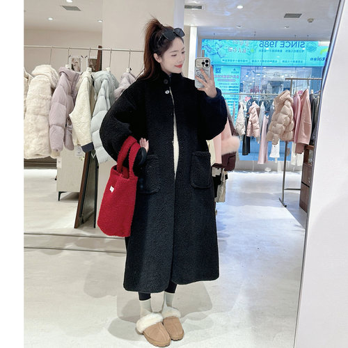 孕妇秋冬款加绒加厚中长款外套