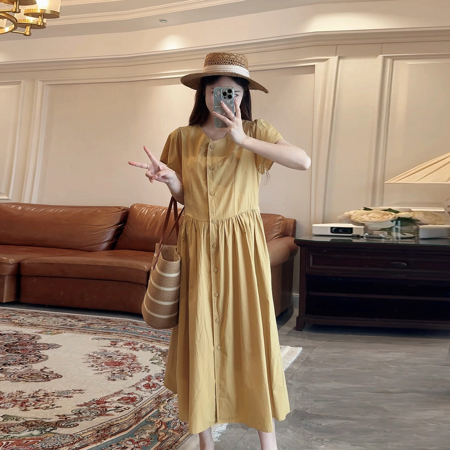 诺初孕妇装～洋气连衣裙夏款2026新款女气质夏季哺乳裙宽松长裙