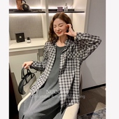 诺初孕妇装 格纹衬衫 显白 长袖 宽松防晒百搭叠穿上衣 多巴胺