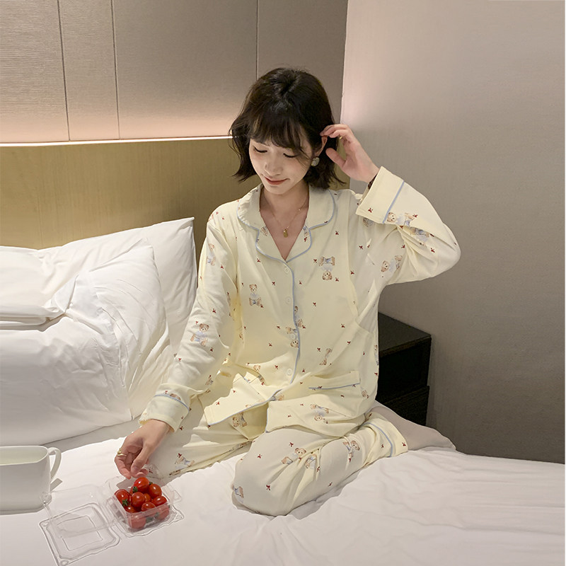 韩国可爱小熊全棉月子服家居服
