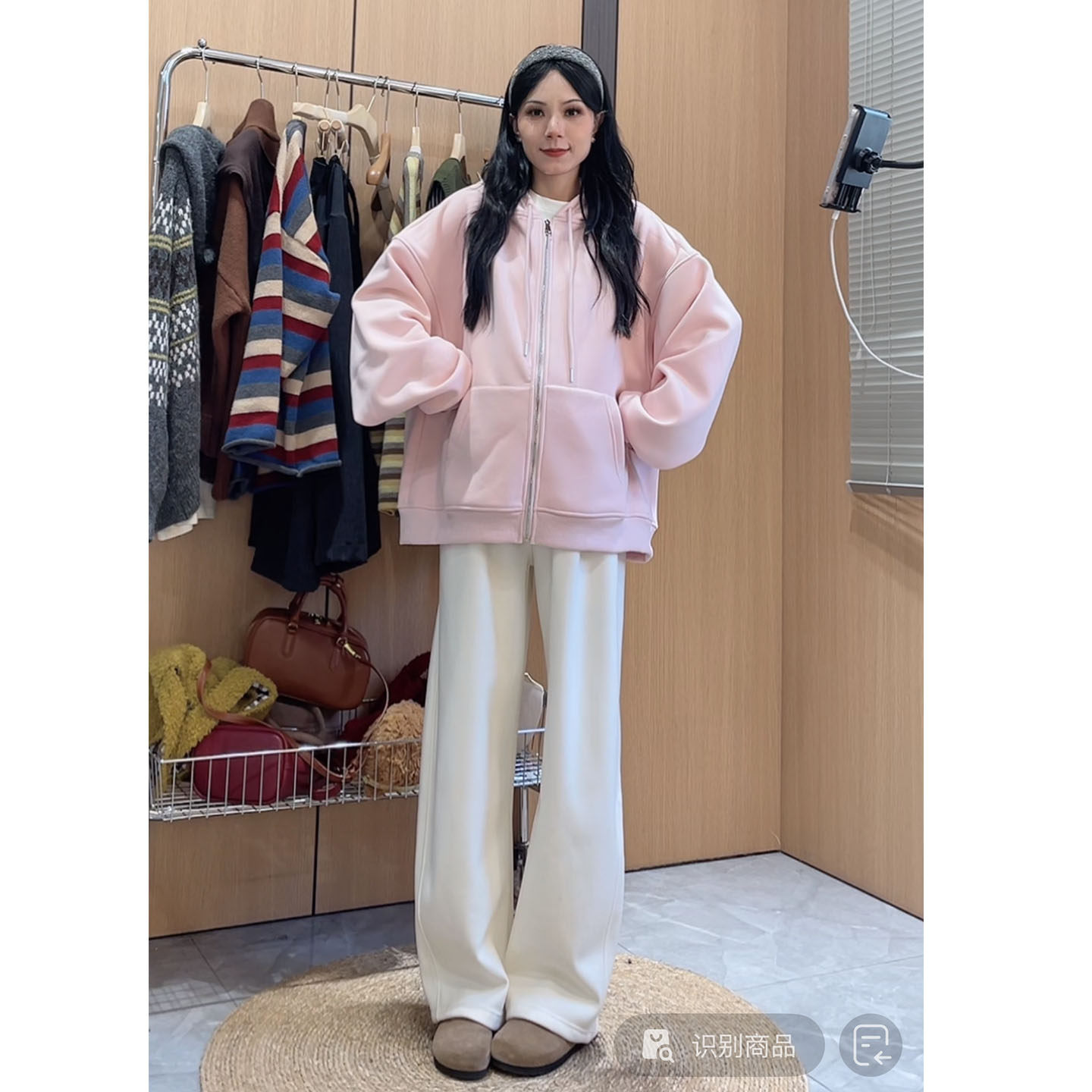 加绒开衫连帽卫衣外套