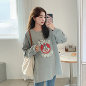 长袖 新款 T恤宽松纯棉圆领百搭春秋遮肚子上衣 孕妇卫衣秋装 兔八哥