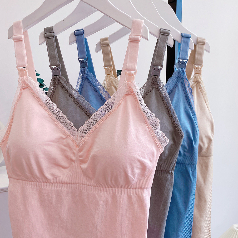 喂奶哺乳背心产后喂奶文胸孕妇产前背心前开扣哺乳吊带背心月子服