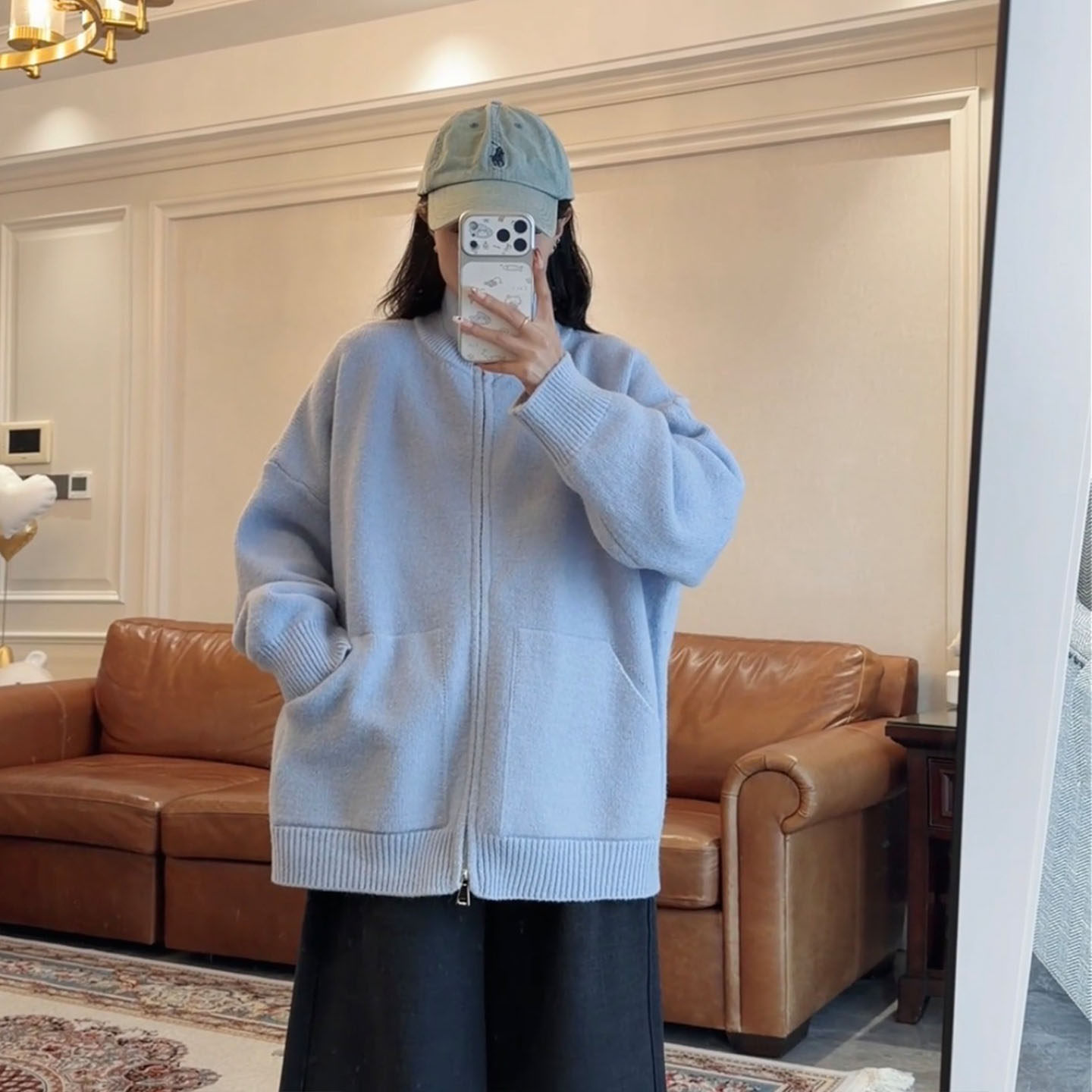韩版高领双拉链加厚宽松毛衣