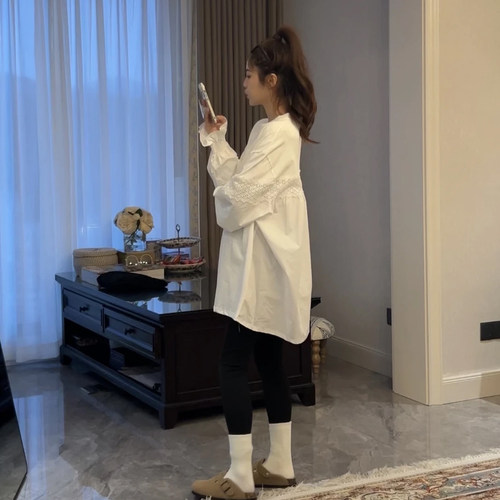 超好看镂空拼接衬衫纯棉宽松上衣