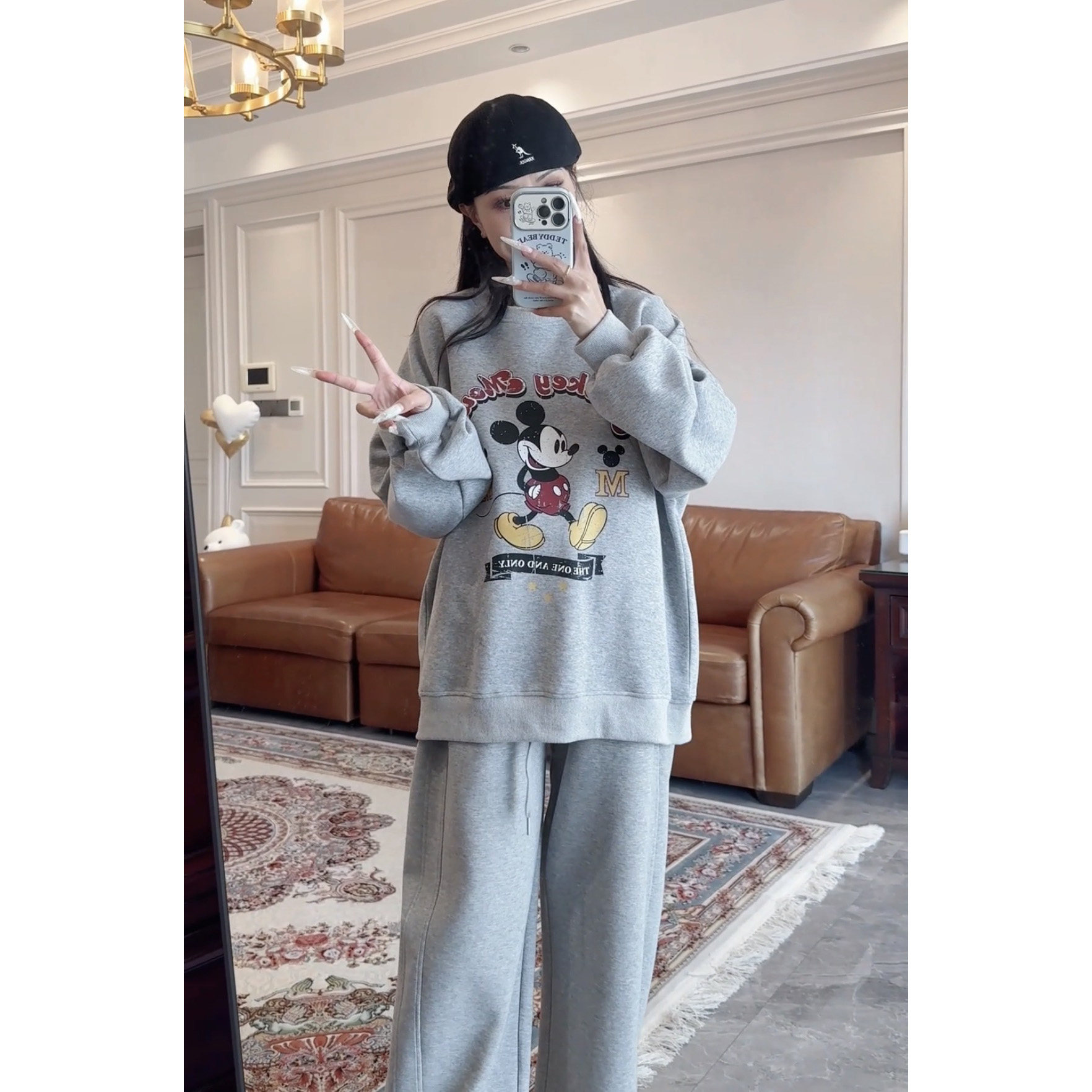 孕妇春秋米奇印花宽松棉质卫衣