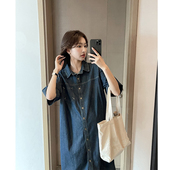 孕妇裙夏装 诺初孕妇装 连衣裙时尚 裙子夏季 上衣 时髦复古牛仔衬衫