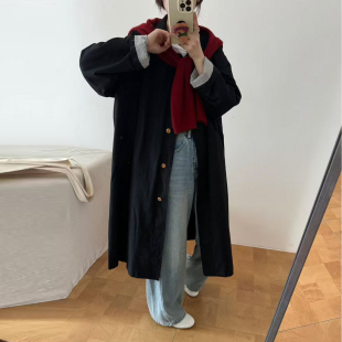 遮肚子不显怀中长款 韩货 孕妇秋装 口撞色全棉风衣外套时尚 大衣 袖