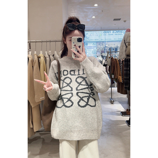 孕妇秋冬套头圆领毛衣宽松遮屁股上衣慵懒风高级感显瘦百搭针织衫