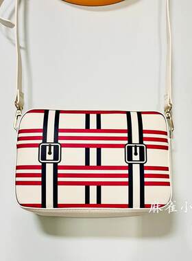 雅诗兰黛格纹化妆包PU收纳包单肩包斜挎包长短可调节20*13*7CM