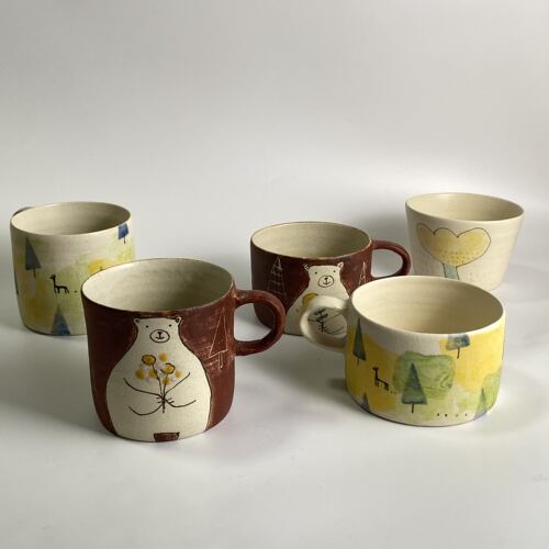 日本手作瓷器 冈村朝子 复古陶瓷马克杯咖啡杯牛奶杯日式茶杯