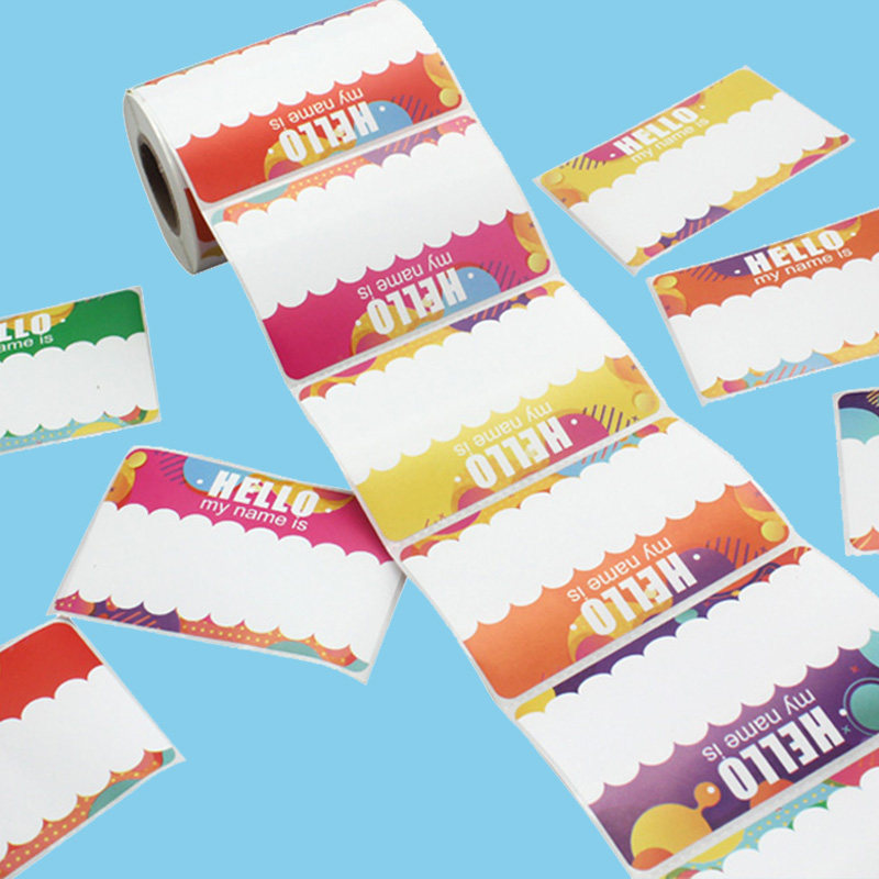 英文姓名称标签贴纸卡通彩色不干胶美国幼儿园小学生教师教具