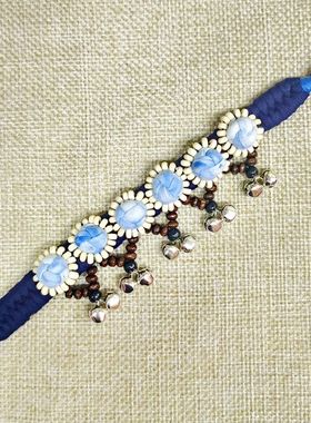 扎染蜡染风格蓝染布艺手链