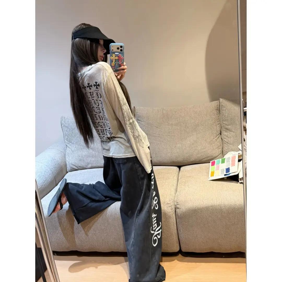 慵懒风字母印花女运动套装