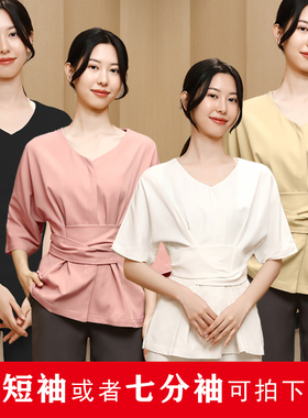 2022春夏新款美容院养生馆制服按摩桑拿spa技师工作服气质套装