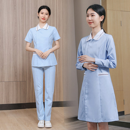 美容院护士服短袖女薄款透气速干药店口腔牙科医护工作服分体套装