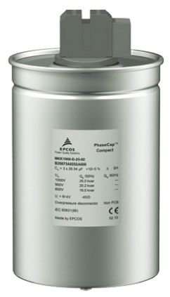 EPCOS B25673A 系列 137.1 (x3)μF 聚丙烯功率因数校正（PFC）薄膜电容器 B25673A4252A040, -5 → +10%, 440 V 交流, 116mm直径