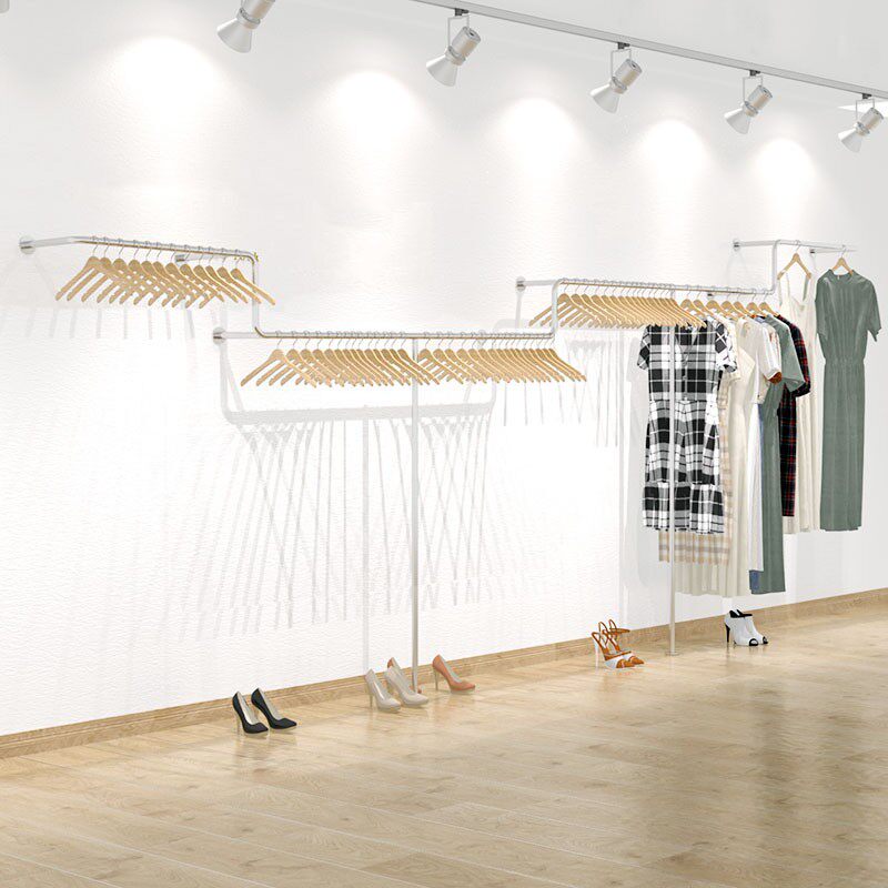 高档服装店上墙不锈钢落地式异型展示架女装店挂衣架陈列架可定制