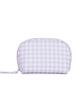 无印良品再生聚酯纤维化妆包迷你绛紫色收纳包方型小包平行宽口包