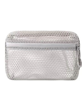 无印良品再生聚酯纤维立体网眼袋 16×11×5cm橙色灰色旅行收纳袋