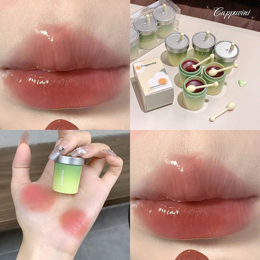 Cappuvini茉莉花奶茶杯唇蜜水光平价唇彩化妆品学生跨境唇釉彩妆