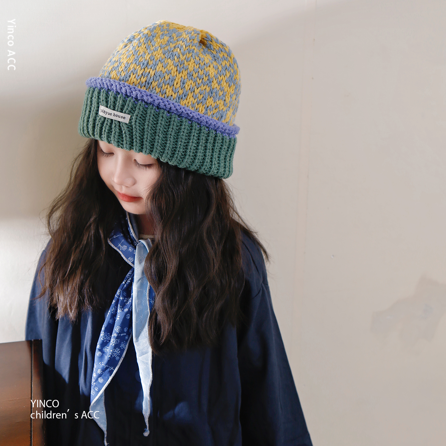 儿童帽子春秋毛线针织渔夫帽