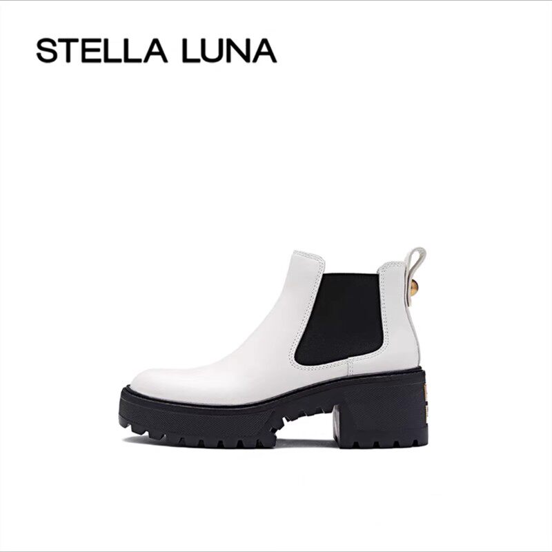 STELLA LUNA 2023新款小金球厚底增高及踝裸靴切尔西短靴SL322118