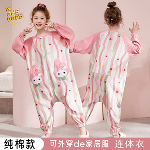 儿童连体睡衣女童春秋纯棉长袖美乐蒂小女孩宝亲子防着凉家居服装