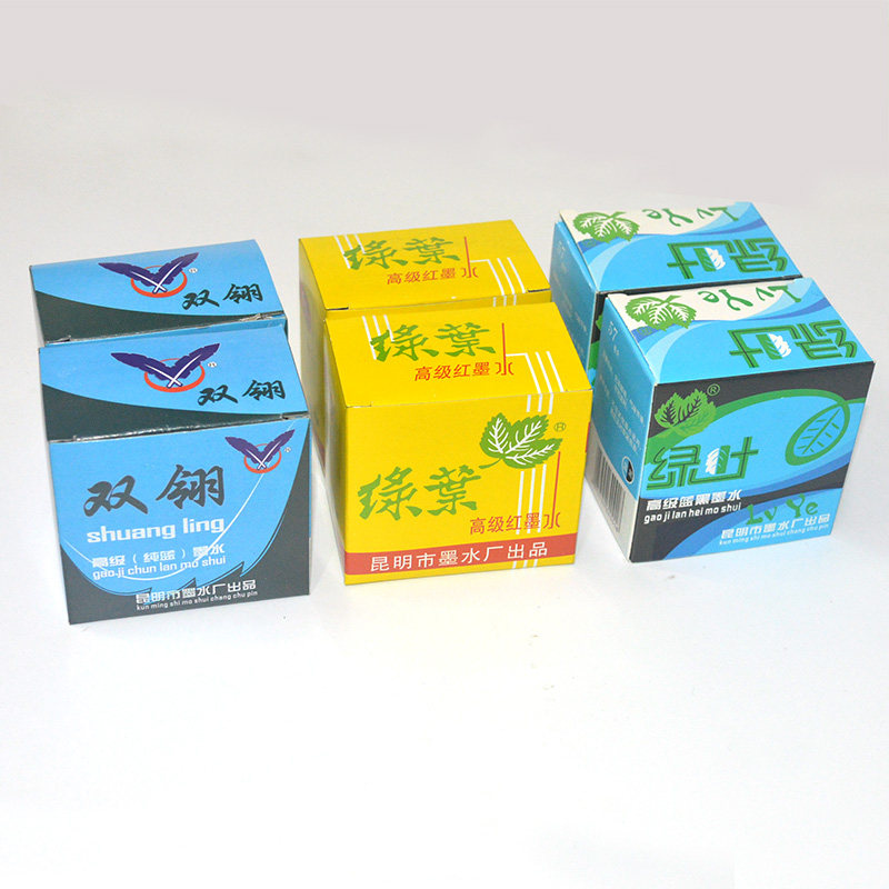 60ML 녹색 잎 파란색 검정색 빨간색 이중 깃털 순수 파란색 잉크로 학생들이 서예를 쓰고 연습할 수 있는 잉크 펜