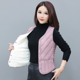 坎肩内穿马夹 贴身背心短款 秋冬保暖加绒羽绒棉马甲女新款 加厚修身