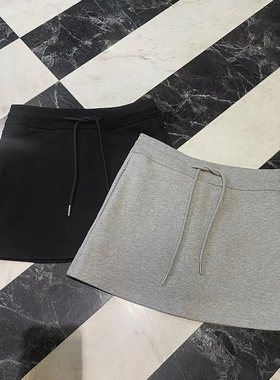 APPLYNEW 休闲运动灰色短裙女黑色a字裙子卫裙半身裙女夏包臀半裙