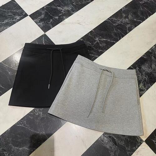 APPLYNEW 休闲运动灰色短裙女黑色a字裙子卫裙半身裙女夏包臀半裙