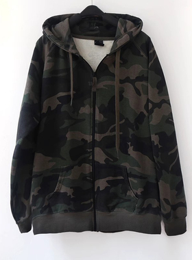 原创经典迷彩外套欧美风情侣款春秋休闲宽松开衫纯棉连帽卫衣男女